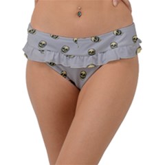 Skull Grey Pattern Frill Bikini Bottom