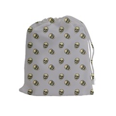 Skull Grey Pattern Drawstring Pouch (xl) by snowwhitegirl