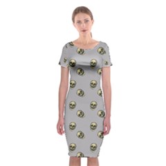 Skull Grey Pattern Classic Short Sleeve Midi Dress by snowwhitegirl