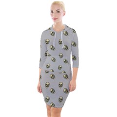 Skull Grey Pattern Quarter Sleeve Hood Bodycon Dress by snowwhitegirl