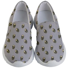 Skull Grey Pattern Kids  Lightweight Slip Ons by snowwhitegirl