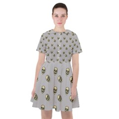 Skull Grey Pattern Sailor Dress