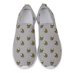 Skull Grey Pattern Women s Slip On Sneakers