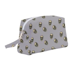 Skull Grey Pattern Wristlet Pouch Bag (medium)