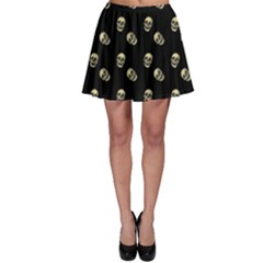 Skull Black Pattern Skater Skirt by snowwhitegirl