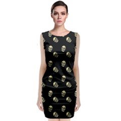 Skull Black Pattern Classic Sleeveless Midi Dress by snowwhitegirl