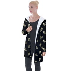 Skull Black Pattern Longline Hooded Cardigan