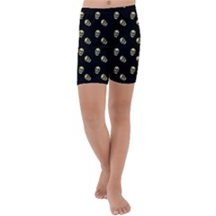 Skull Black Pattern Kids  Lightweight Velour Capri Yoga Leggings