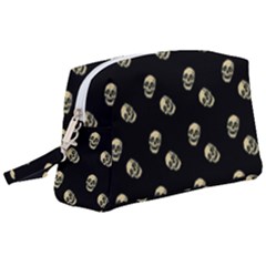 Skull Black Pattern Wristlet Pouch Bag (large)