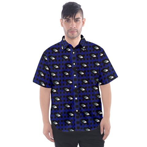 Eyes Blue Plaid Men s Short Sleeve Shirt by snowwhitegirl