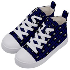 Eyes Blue Plaid Kids  Mid-top Canvas Sneakers by snowwhitegirl