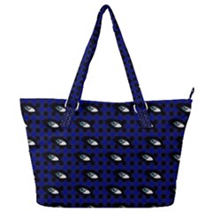 Eyes Blue Plaid Full Print Shoulder Bag