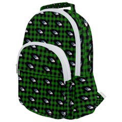 Eyes Green Plaid Rounded Multi Pocket Backpack