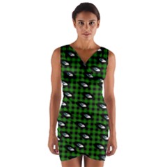 Eyes Green Plaid Wrap Front Bodycon Dress by snowwhitegirl