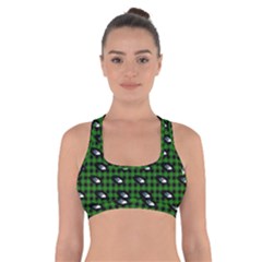 Eyes Green Plaid Cross Back Sports Bra by snowwhitegirl