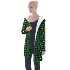 Eyes Green Plaid Longline Hooded Cardigan