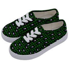 Eyes Green Plaid Kids  Classic Low Top Sneakers by snowwhitegirl