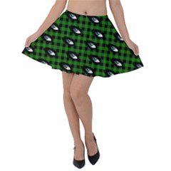 Eyes Green Plaid Velvet Skater Skirt by snowwhitegirl