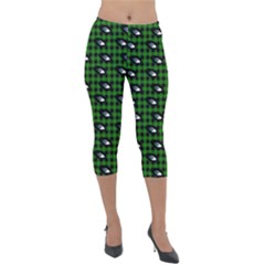 Eyes Green Plaid Lightweight Velour Capri Leggings  by snowwhitegirl