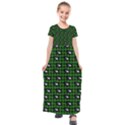 Eyes Green Plaid Kids  Short Sleeve Maxi Dress View1