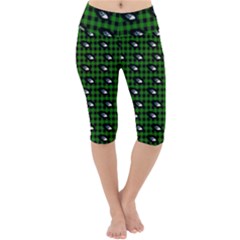 Eyes Green Plaid Lightweight Velour Cropped Yoga Leggings by snowwhitegirl