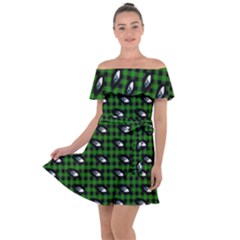 Eyes Green Plaid Off Shoulder Velour Dress