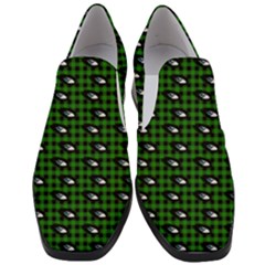 Eyes Green Plaid Slip On Heel Loafers