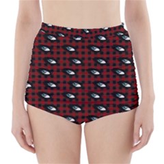 Eyes Red Plaid High-waisted Bikini Bottoms by snowwhitegirl