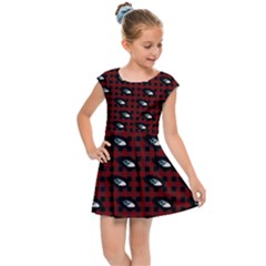 Eyes Red Plaid Kids  Cap Sleeve Dress by snowwhitegirl