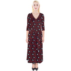 Eyes Red Plaid Quarter Sleeve Wrap Maxi Dress