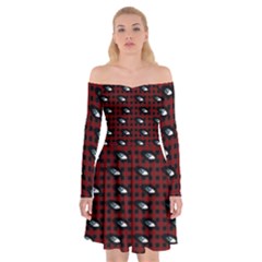 Eyes Red Plaid Off Shoulder Skater Dress by snowwhitegirl