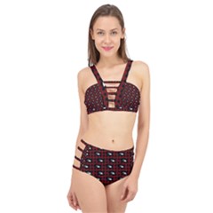 Eyes Red Plaid Cage Up Bikini Set by snowwhitegirl