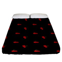 Candy Apple Black Pattern Fitted Sheet (king Size) by snowwhitegirl