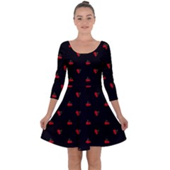 Candy Apple Black Pattern Quarter Sleeve Skater Dress by snowwhitegirl