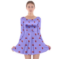 Candy Apple Lilac Pattern Long Sleeve Skater Dress by snowwhitegirl