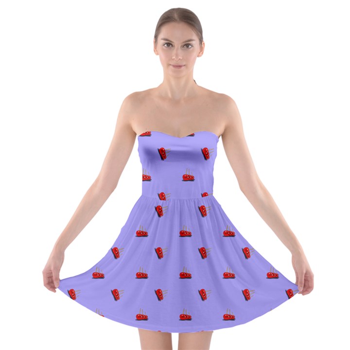 Candy Apple Lilac Pattern Strapless Bra Top Dress