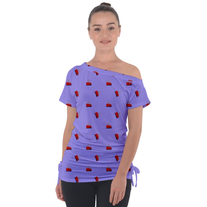 Candy Apple Lilac Pattern Tie-Up Tee