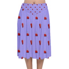 Candy Apple Lilac Pattern Velvet Flared Midi Skirt by snowwhitegirl