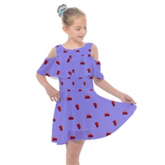 Candy Apple Lilac Pattern Kids  Shoulder Cutout Chiffon Dress by snowwhitegirl