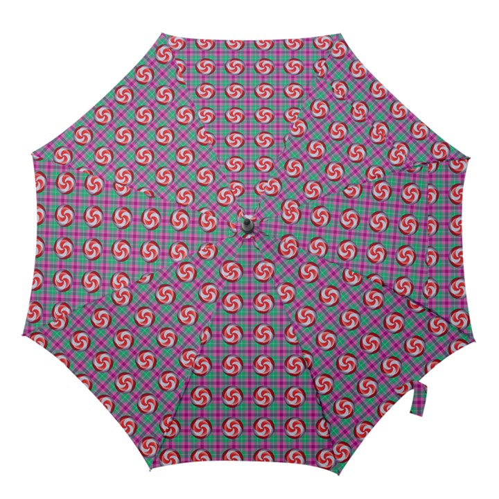 Peppermint Candy Pink Plaid Hook Handle Umbrellas (Large)