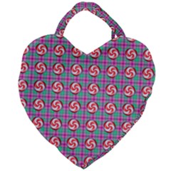 Peppermint Candy Pink Plaid Giant Heart Shaped Tote by snowwhitegirl