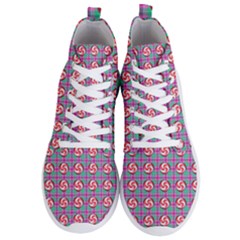 Peppermint Candy Pink Plaid Men s Lightweight High Top Sneakers by snowwhitegirl