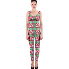 Peppermint Candy Green Plaid One Piece Catsuit by snowwhitegirl