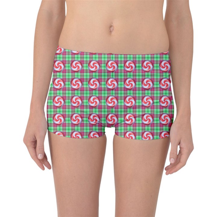 Peppermint Candy Green Plaid Reversible Boyleg Bikini Bottoms