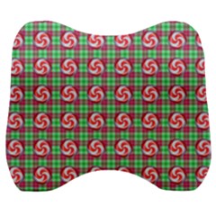 Peppermint Candy Green Plaid Velour Head Support Cushion by snowwhitegirl