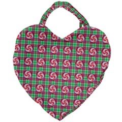 Peppermint Candy Green Plaid Giant Heart Shaped Tote by snowwhitegirl