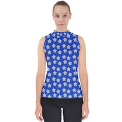 Silver Stars Royal Blue Mock Neck Shell Top by snowwhitegirl