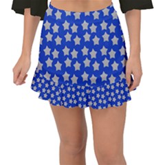 Silver Stars Royal Blue Fishtail Mini Chiffon Skirt by snowwhitegirl