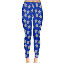 Silver Stars Royal Blue Inside Out Leggings by snowwhitegirl