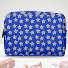 Silver Stars Royal Blue Make Up Pouch (medium) by snowwhitegirl